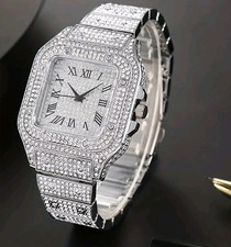 Herren Diamant Quartzuhr Silber