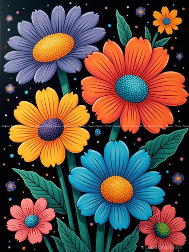 Foto blumen pop art farben - a4,
