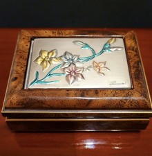 Alte Schatulle Silber 925 aus Italien Holz Mit Samt Top Zustand 