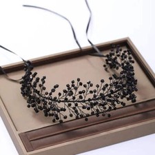 Haarschmuck Schwarz-Braut Kopfschmuck-Gothic Hochzeit-Prinzessin Mode-Damen Haar