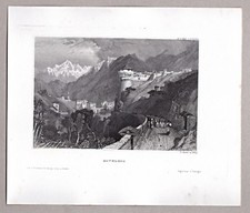Rovereto, Roveredo, Trentin. - Ansicht mit Castel - Stich, Stahlstich 1850 