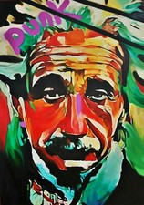 Albert Einstein Punk 120 x90 cm Silber Aluminium PopArt/Malerei/Bild/Street Art
