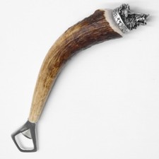Flaschenöffner Hiirsch Geweih Stange Hirschhorn Griff Endkappe Keilerkopf GL23cm