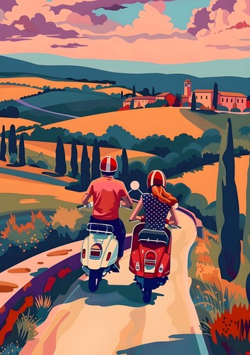 Poster vespa paar - poster,
