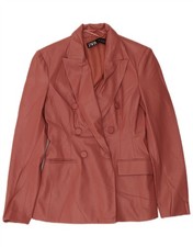 ZARA Damen Zweireiher Kunstleder Blazer Jacke UK 10 Small Rosa BV03
