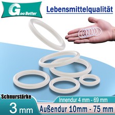 O Ring Silikon Dichtungsringe 3 mm Schnurstärke 10 mm - 75 mm Lebensmittelecht