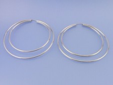 Echt 925 Silber Creolen 58 / 48 mm Durchmesser GROSS zweifach  / 1,8 mm Breite