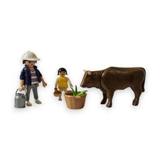 Playmobil Figuren Mann Kind Kuh Milchkanne Futter Bauernhof Stall Set Landleben