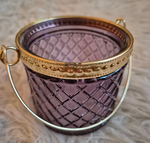Windlicht glas lila gold - glas,