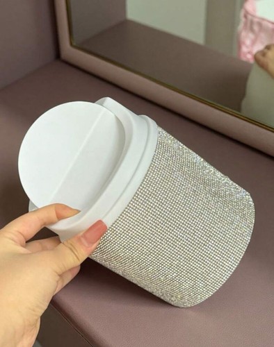 Diamond desk bin with lid - bin,