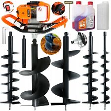 Erdbohrer Erdlochbohrer 5,2 PS  Benzin Pfahlbohrer Erdbohrgerät 3x Bohrer +1L Öl