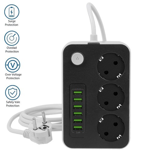 Steckdosenleiste fach usb - 3-fach,