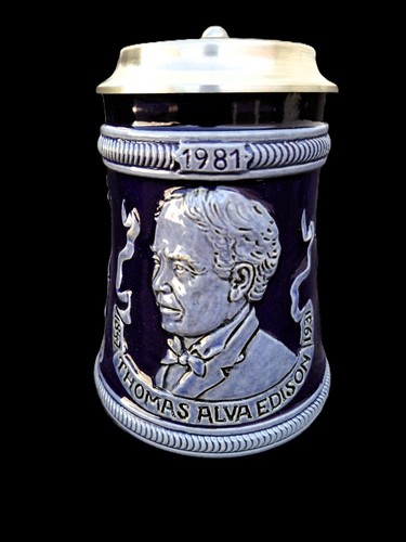 Bierkrug keramik zinndeckel - bierkrug,