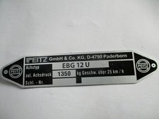 Josef Peitz Typenschild Schild