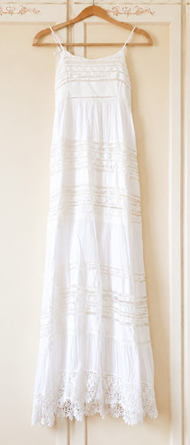 Weißes langes kleid baumwolle - weißes,
