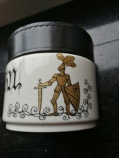  Porzellan Dose mit Leder