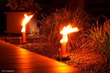 Gartenfackeln Fackeln Partyfackel Brennfackel Askania megawood® und Fackelhalter