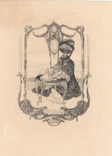 Exlibris Bookplate Heliogravüre Franz von Bayros 1866-1924 Gouvernante Akt Stock
