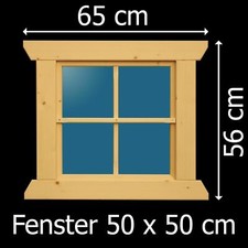  Fenster Holzfenster 50 x 50 cm mit abgeschrägter Blende Gartenhausfenster NEU