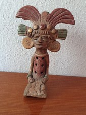 Mexikanische Terrakotta Figur figürliche Keramikflöte 23 cm
