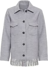 Jacke mit Fransen Gr. 44 Hellgrau Damenjacke Blazer Sakko Neu