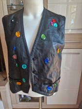 Echtleder Weste neu unbenutzt, schwarz mit Steinen,Lederweste,XL,gr.42
