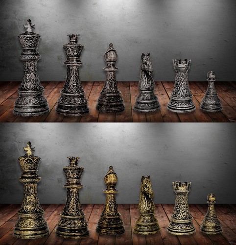 Mittelalterliche schachfiguren - mittelalterliche,