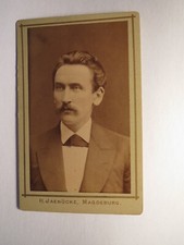 Herr Bahnhofsvorsteher Metzel ? als Mann um 1880  Bart CDV H. Jaenücke Magdeburg