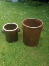 2 Stück Sauerkrauttopf Gärtopf Blumenkübel Blumentopf Steinzeug