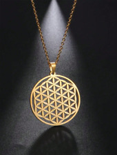 Lebensblume Anhänger Blume des Lebens Mandala Lebensblume Goldkette 50cm/Ø 35 mm
