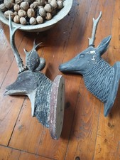 2 stck alter rehkopf holz volkskunst holzvogel viechtauer naive kunst folk art