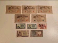 ALTE BANKNOTEN Konvolut Deutsches Reich/ Tschechische Slowakei / Frankreich