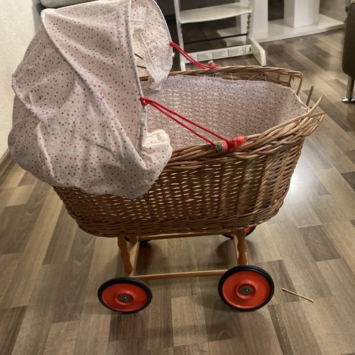 Puppenwagen korbgeflecht weide - puppenwagen,
