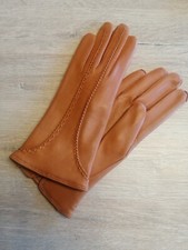 Damen Nappa-Leder-Handschuhe cognac Gr 6 1/2 mit Wollstrickinnenfutter