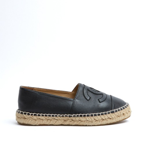 Chanel espadrilles cuir noir - cuir,