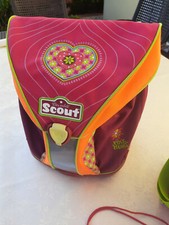 Scout Nano 5-teiliges Schulranzen-Set, Pink Heart, Beerenrot, + Regenschutzhülle