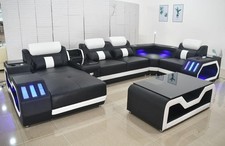 Ledersofa Sofa + couchtisch