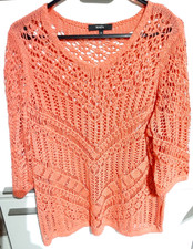 BONITA Feinstrick Lochstrick Pullover Lachsfarben orange apricot Gr. XXL