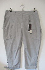 180 H13 Marccain Damen Hose Gr N6 44 hellgrau dezent kariert Caprihose Baumwolle