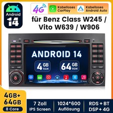 Android 14 Autoradio GPS CD Carplay Mercedes A/B Klasse W169 W245 Sprinter Viano
