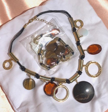 SENSO DI DONNA Statement Schmuckset Halskette und Armband Gold Bernstein NEU