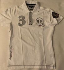 La Martina Polo Shirt Herren Kurzarm Weiß Slim Fit Gr. M England Polo