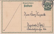 Königreich Bayern-Ganzsache-Postkarte 5 Pf.-Wappen - 10. April 1916