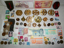 Konvolut Alte Orden, Abzeichen, Medaillen, Münzen, Briefmarken, Geldscheine