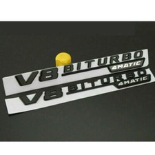 2x V8 BITURBO 4MATIC Emblem SchriftzugLogo Aufkleber 3D Matte Schwarz ABS Auto