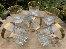 6 Whisky Whiskey Gläser Tumbler Ritz Goldrand Kristallglas 70er Vintage TOP