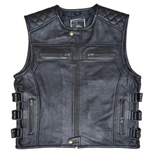 Herren Motorrad Leder Weste