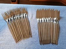 DDR Fisch Besteck ABS rostfrei, Muster Linse, Auer Besteckfabrik, 1970iger Jahre