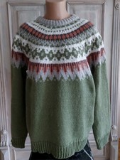 Strick- , Norweger- Pullover, Gr. L - (XL), Grün, NEU