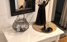 Alter Drahtkorb Fil de fer Shabby Frankreich Brocante Eierkorb Antikdeko um 1900